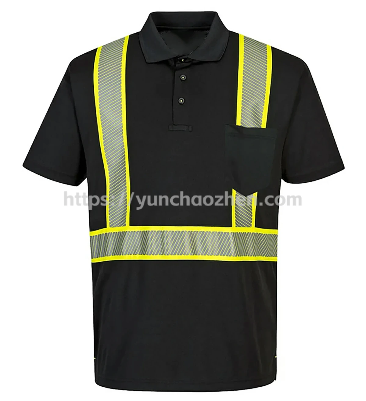 Enhanced Visibility Contrast yellow backing Polo Shirt2
